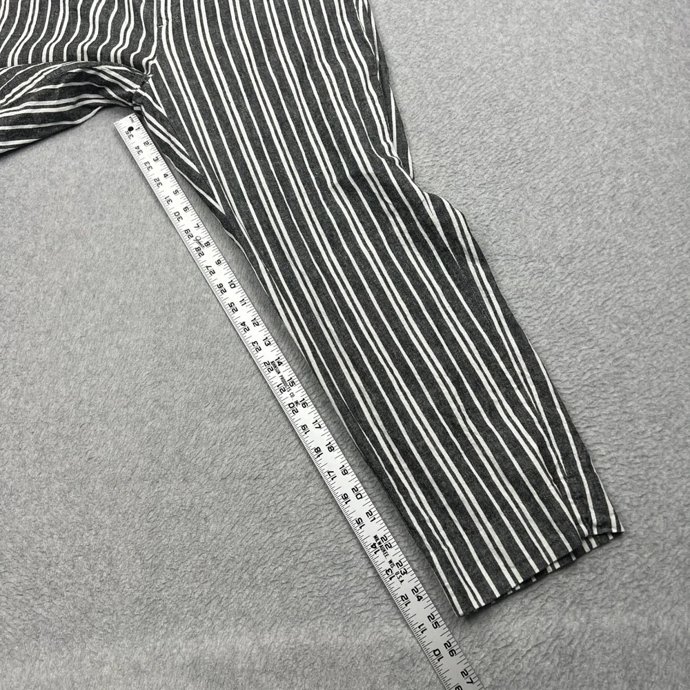 Banana Republic Avery Linen Pants Womens 10 Gray White Striped Straight Ankle